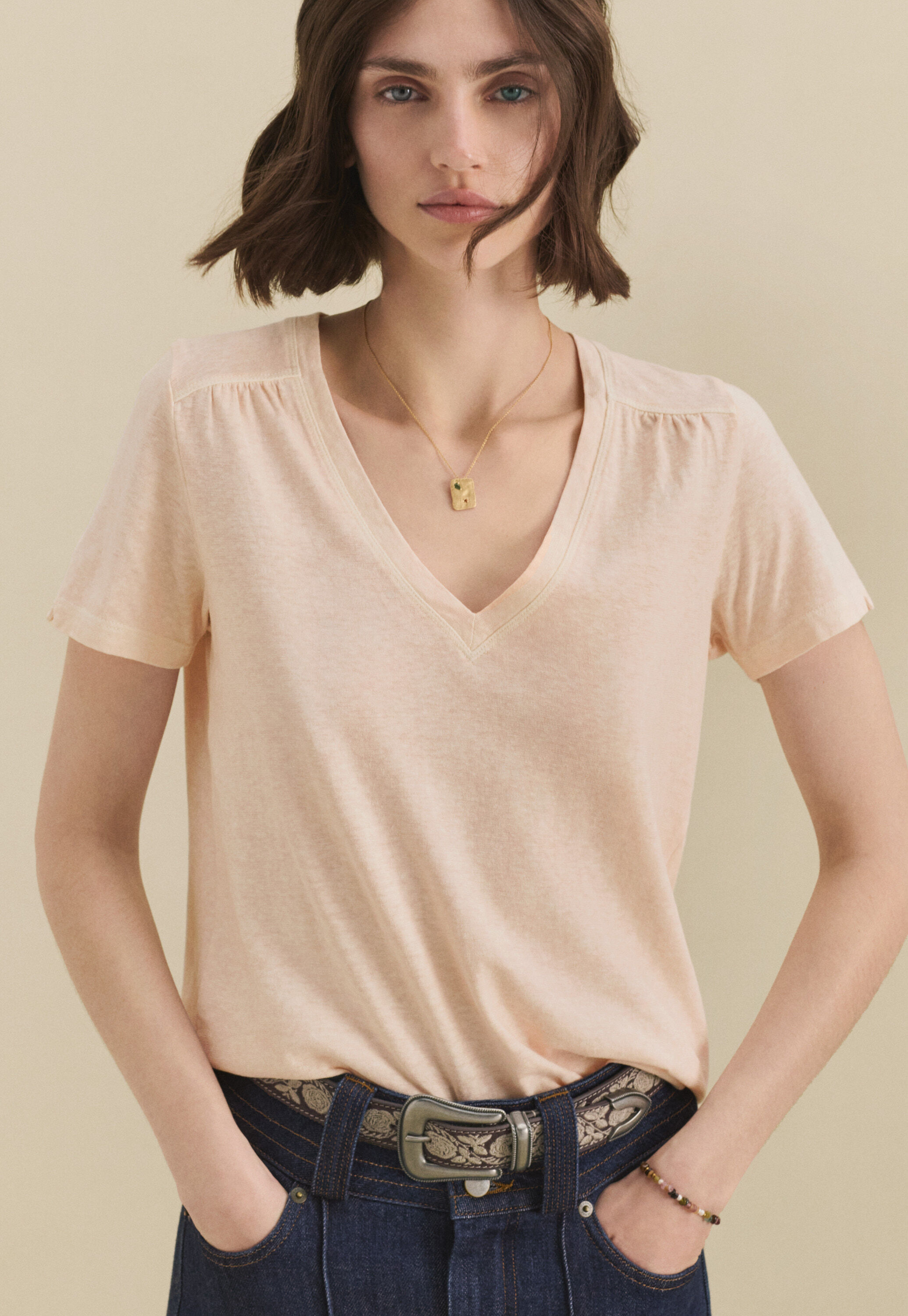 Lace-stitch sweater
