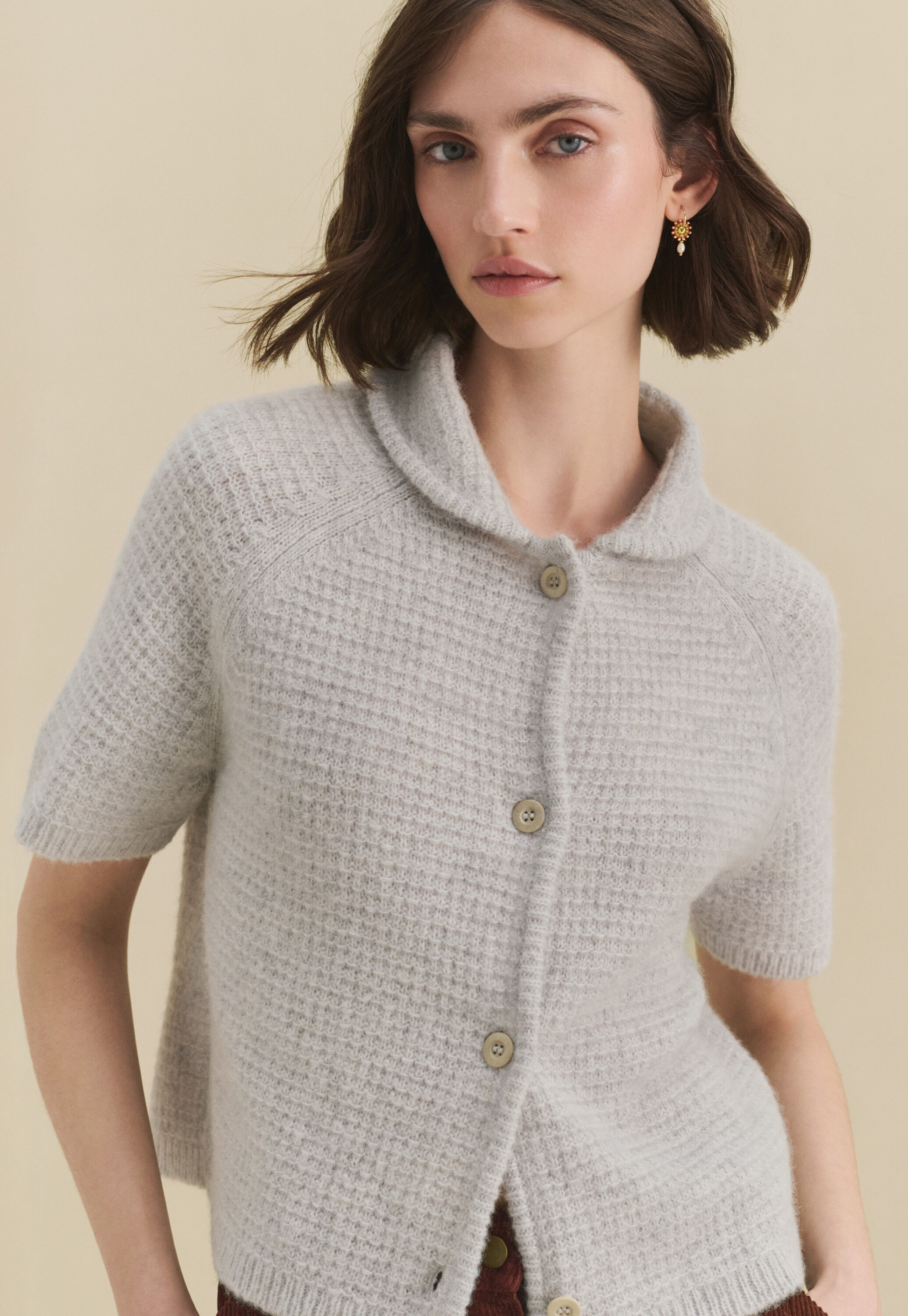 Lace-stitch sweater