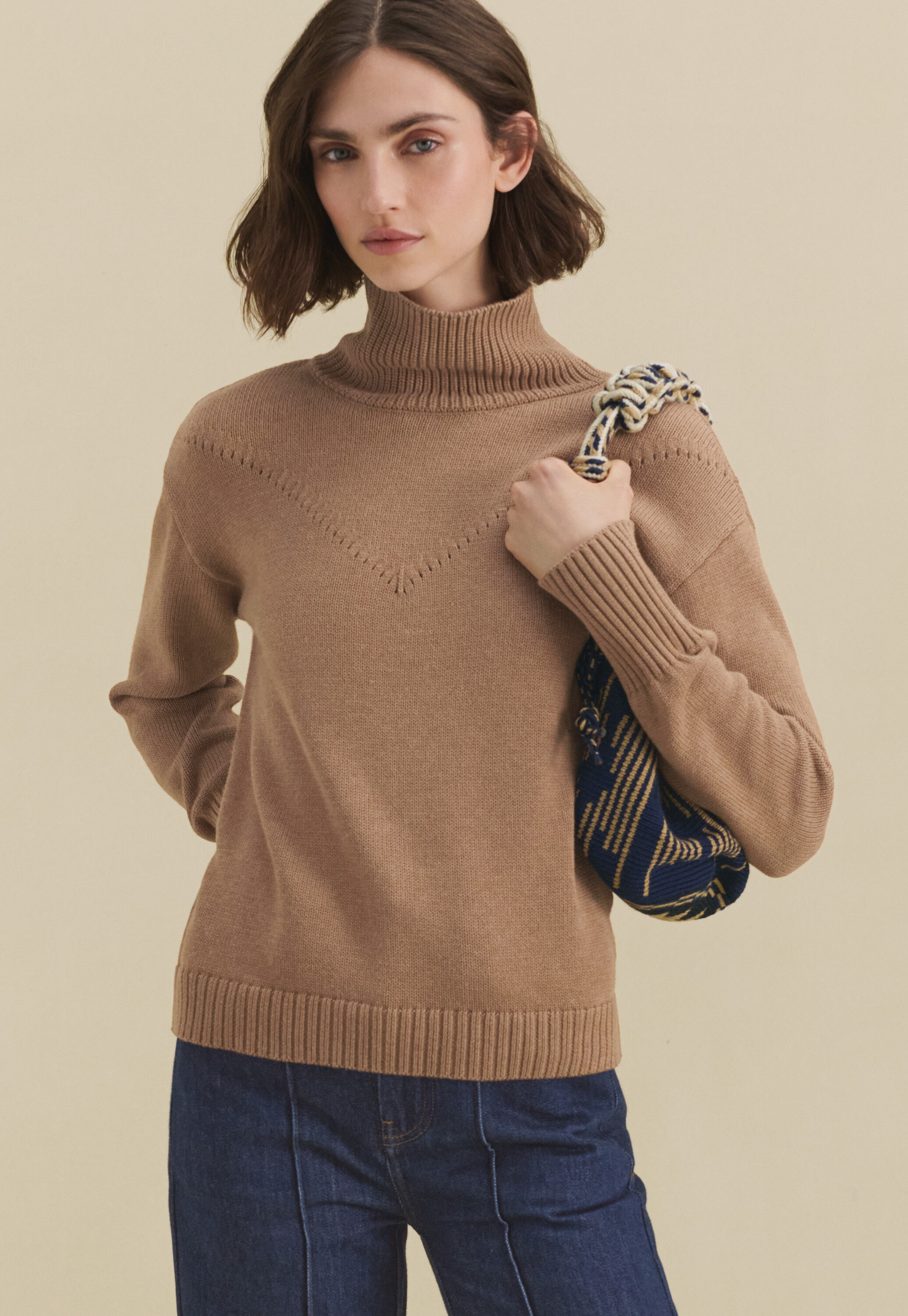 Lace-stitch sweater