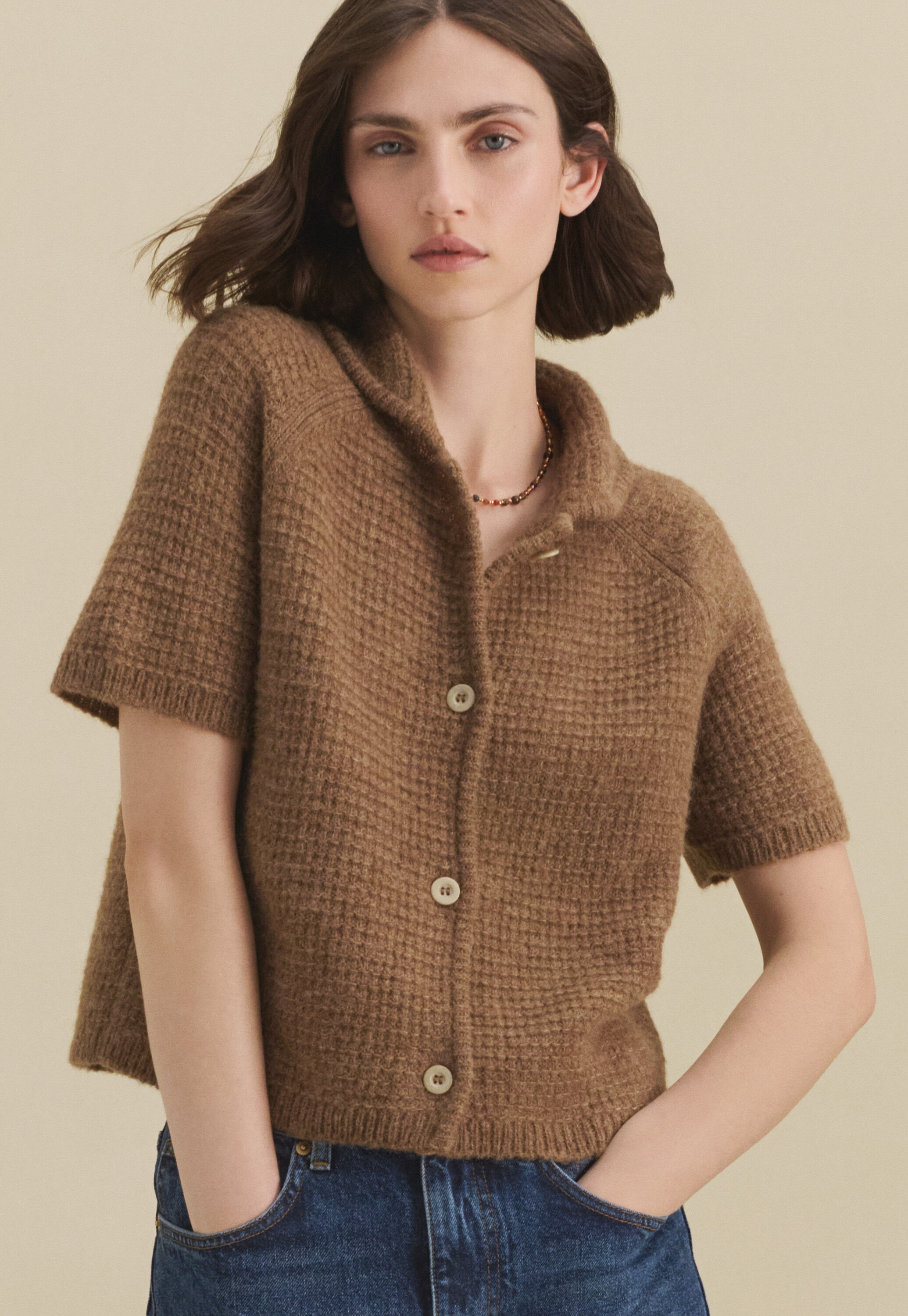 Lace-stitch sweater