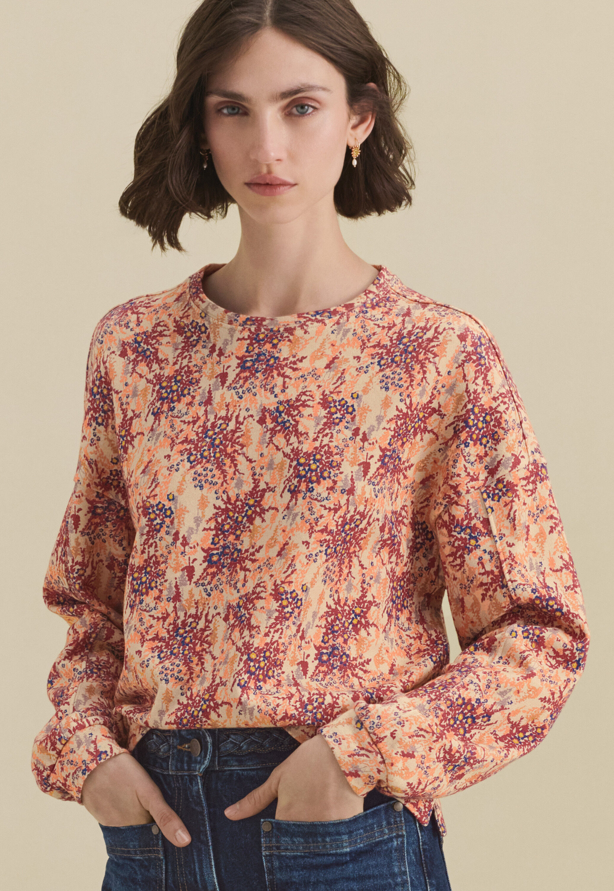 Lace-stitch sweater