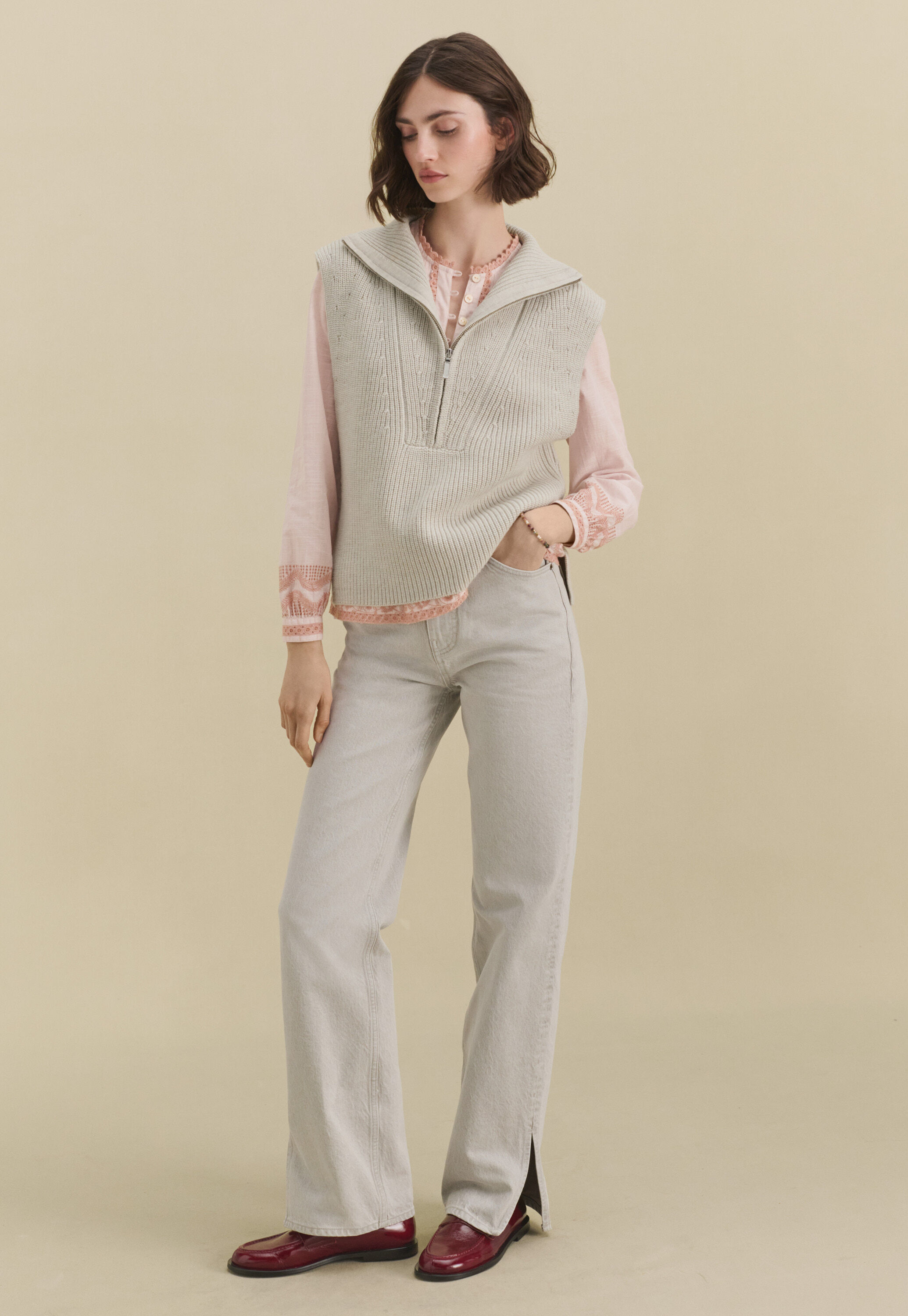 Lace-stitch sweater