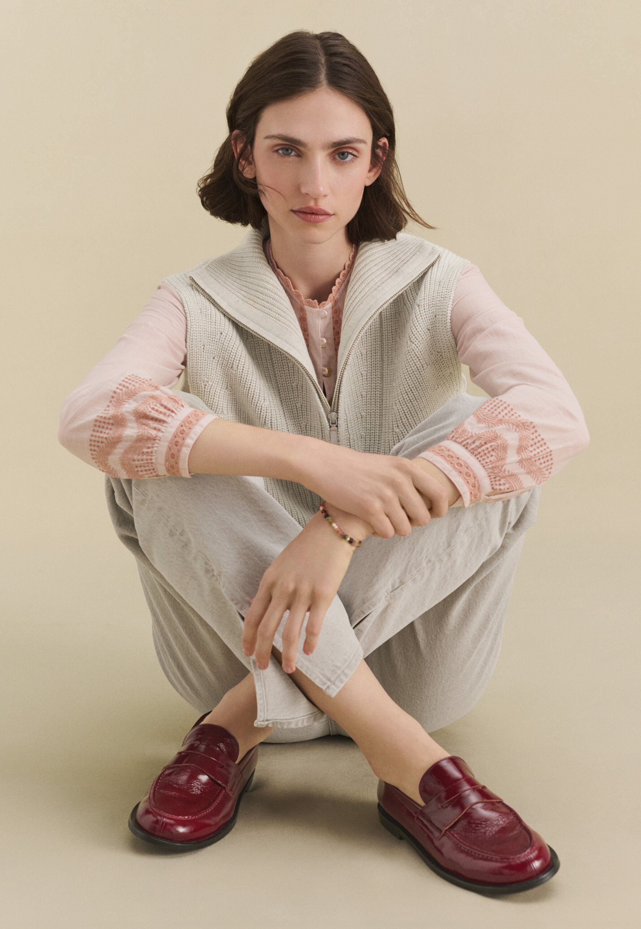 Lace-stitch sweater