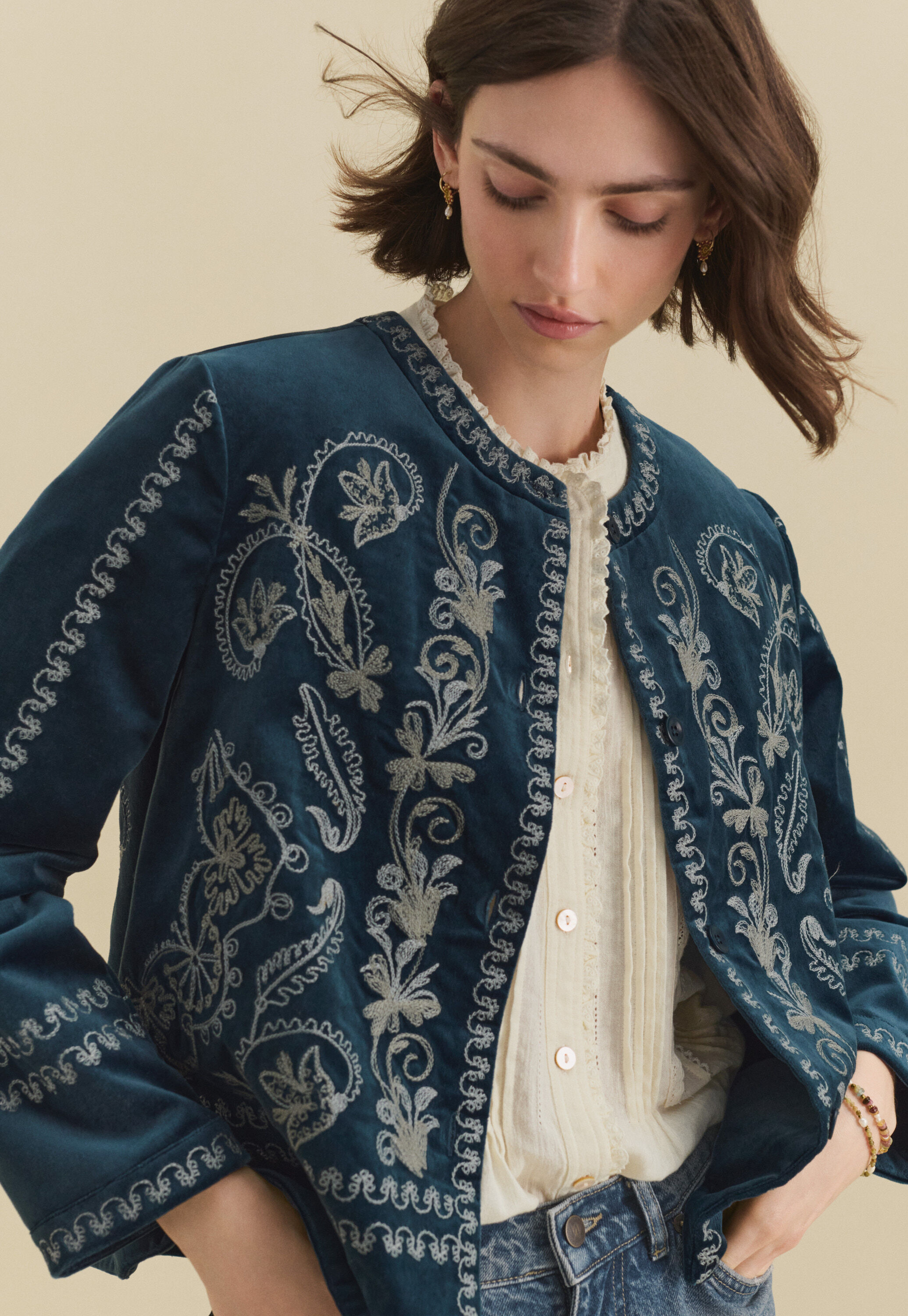 Lace-stitch sweater