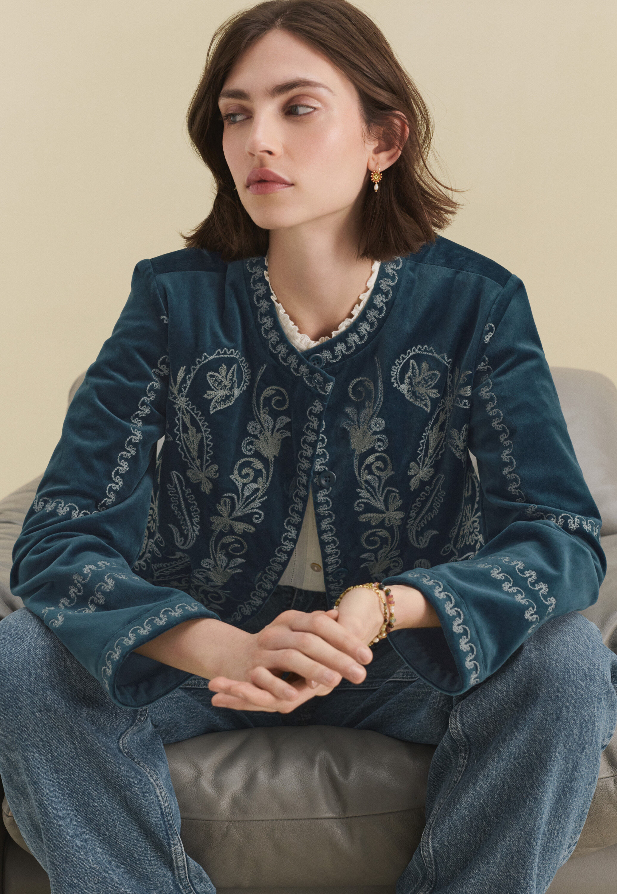 Lace-stitch sweater