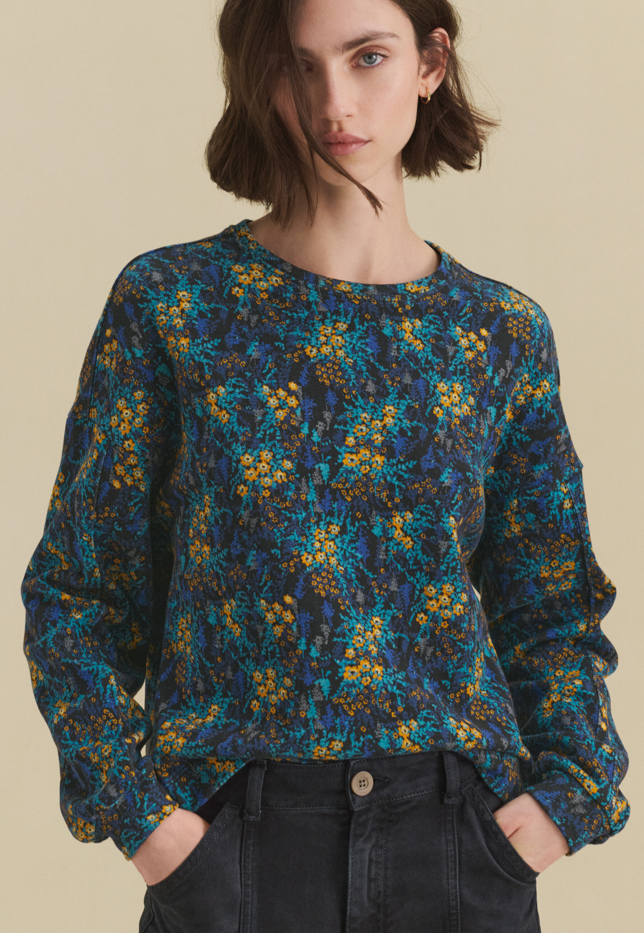 Lace-stitch sweater