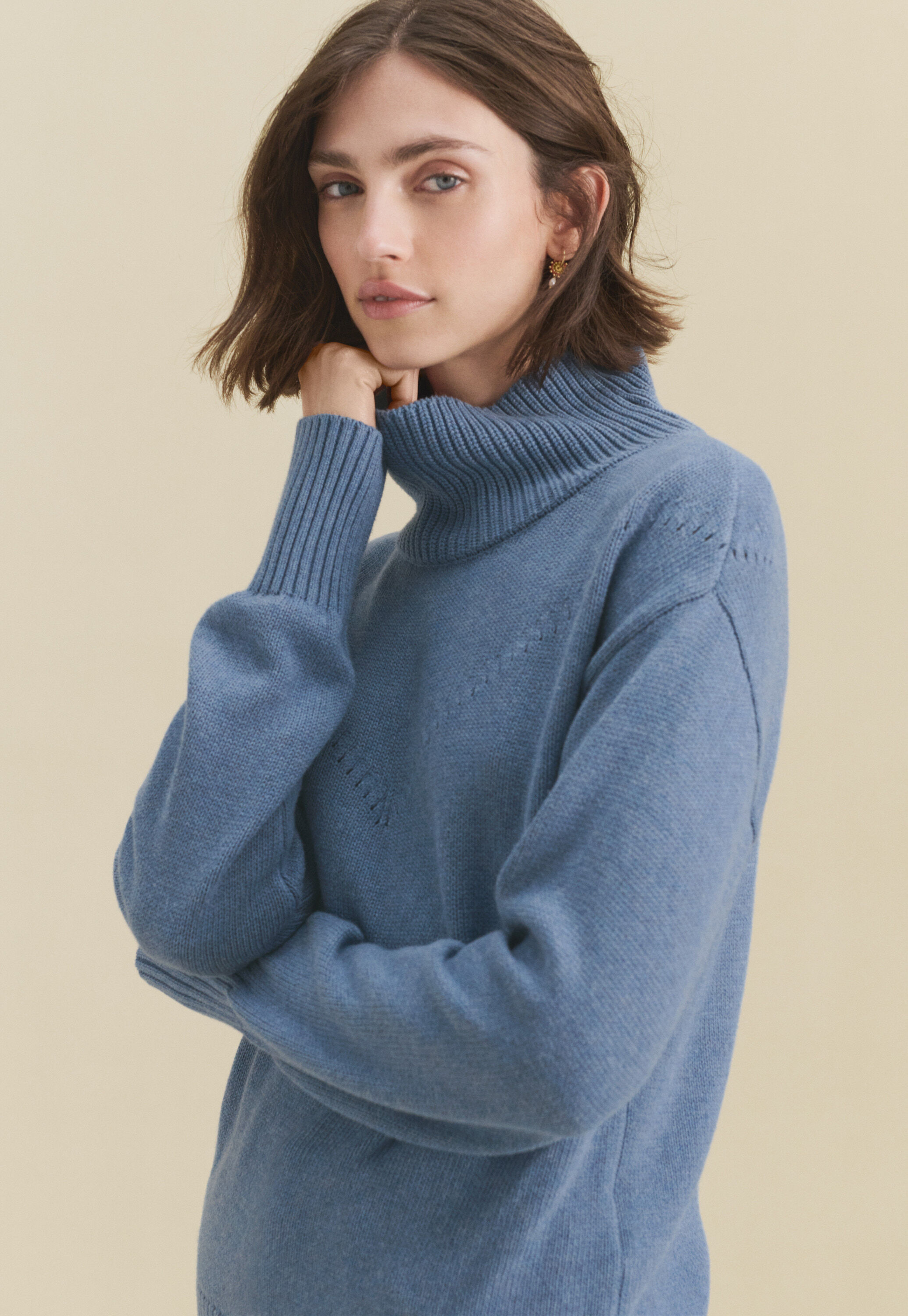 Lace-stitch sweater