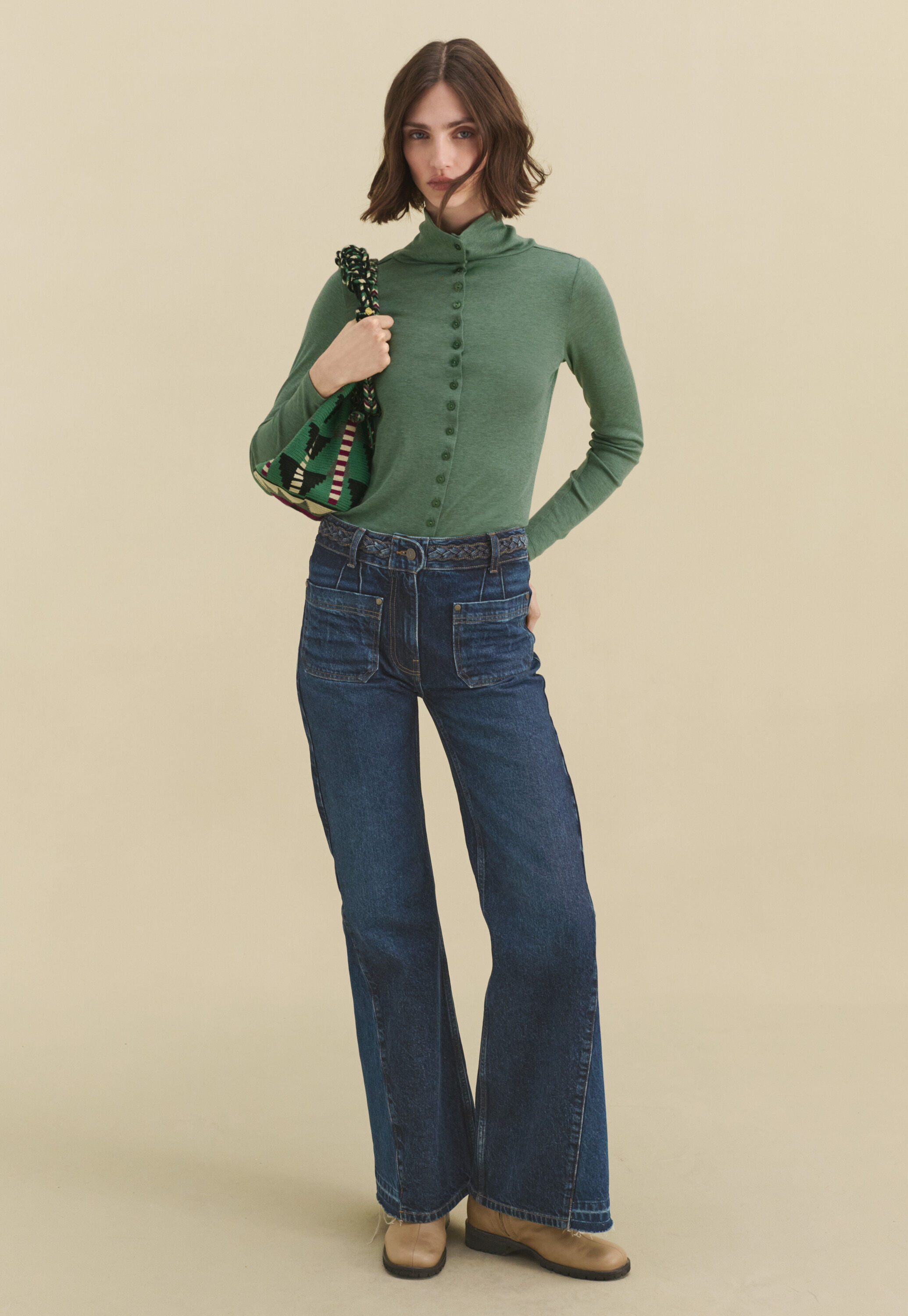 Lace-stitch sweater