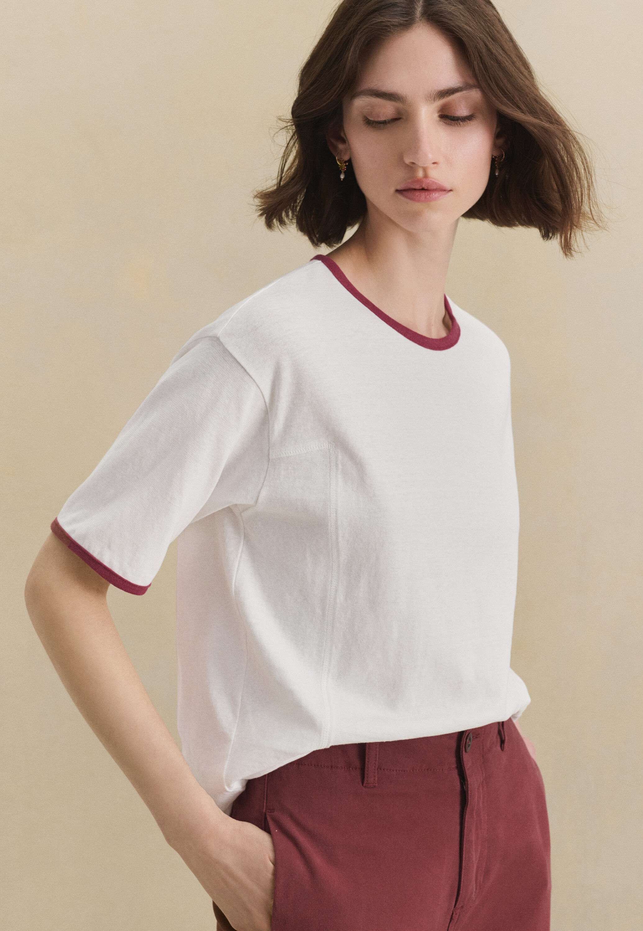 Lace-stitch sweater