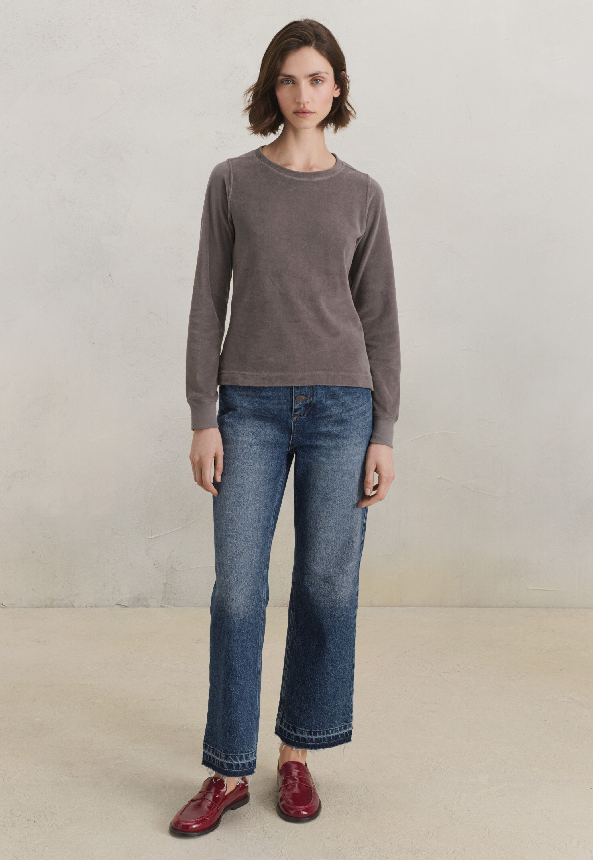 Lace-stitch sweater