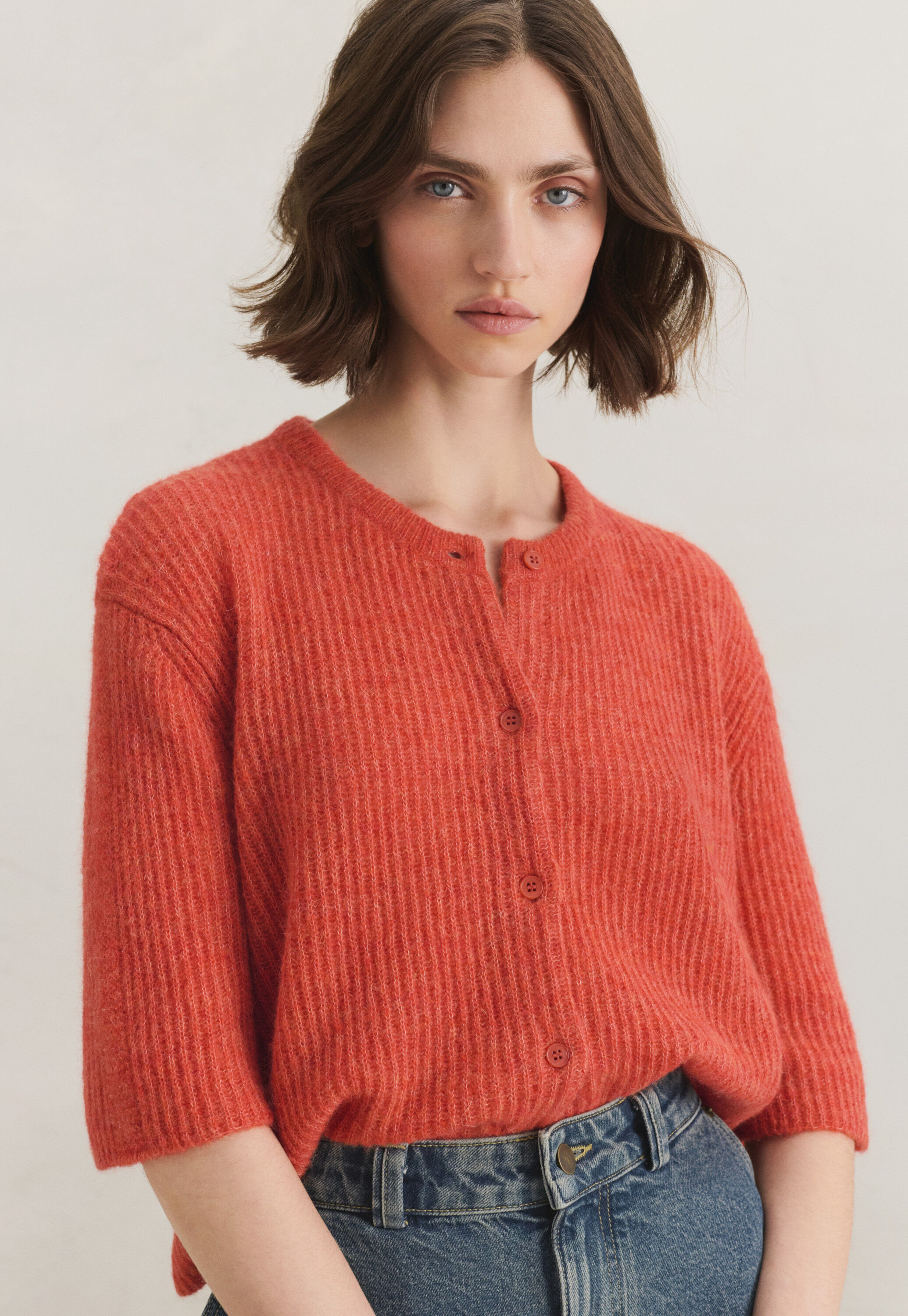 Lace-stitch sweater