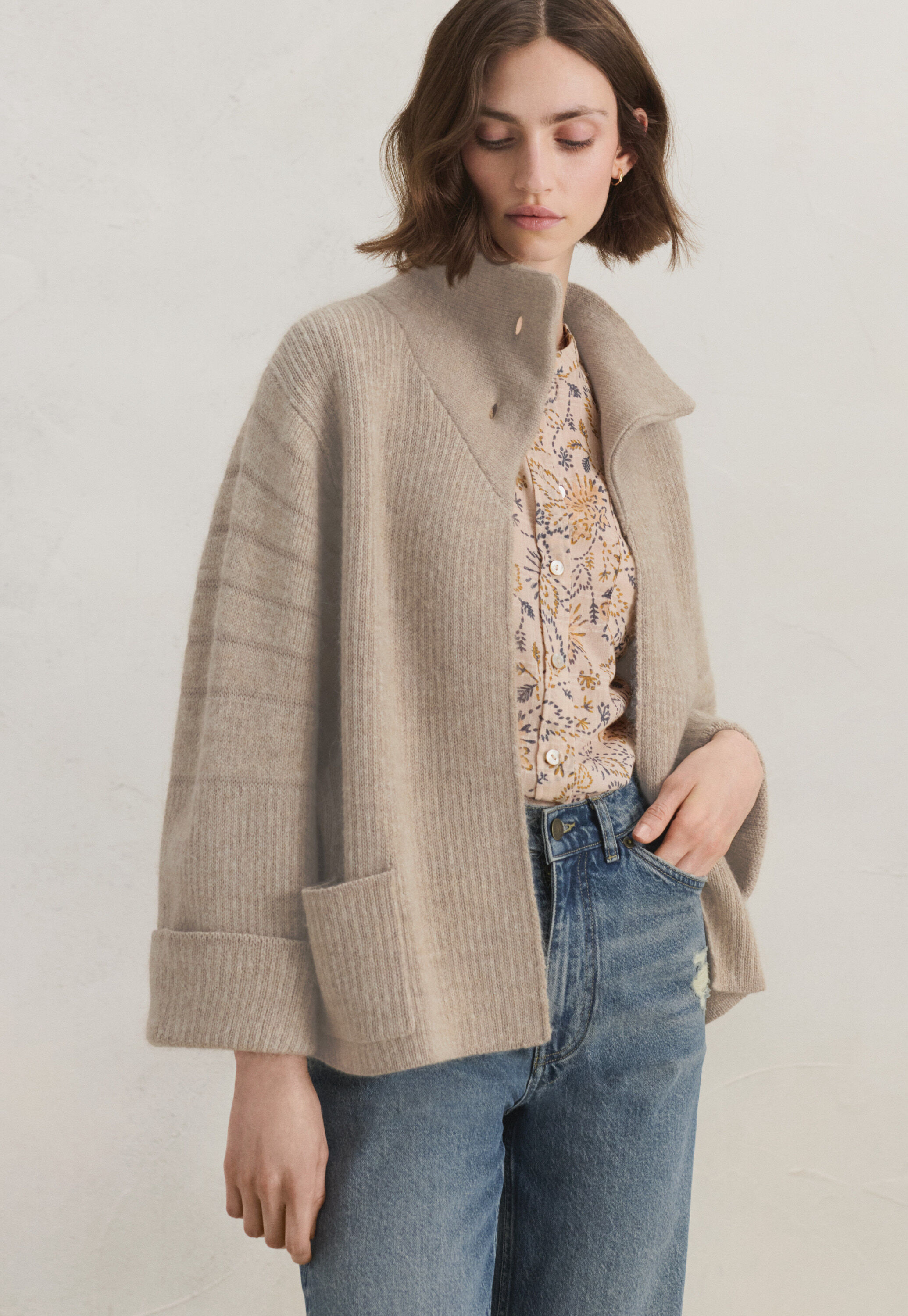 Lace-stitch sweater