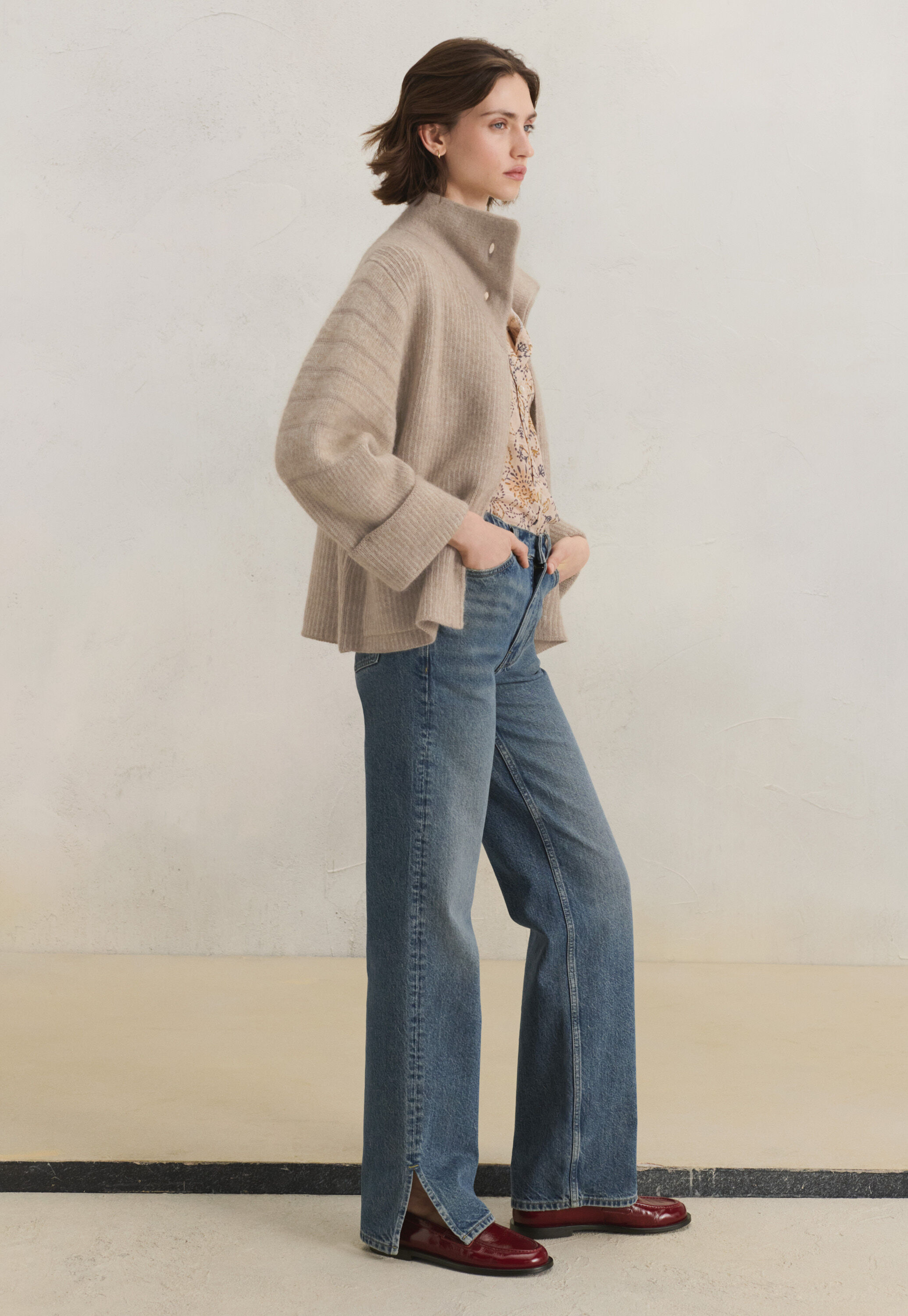 Lace-stitch sweater