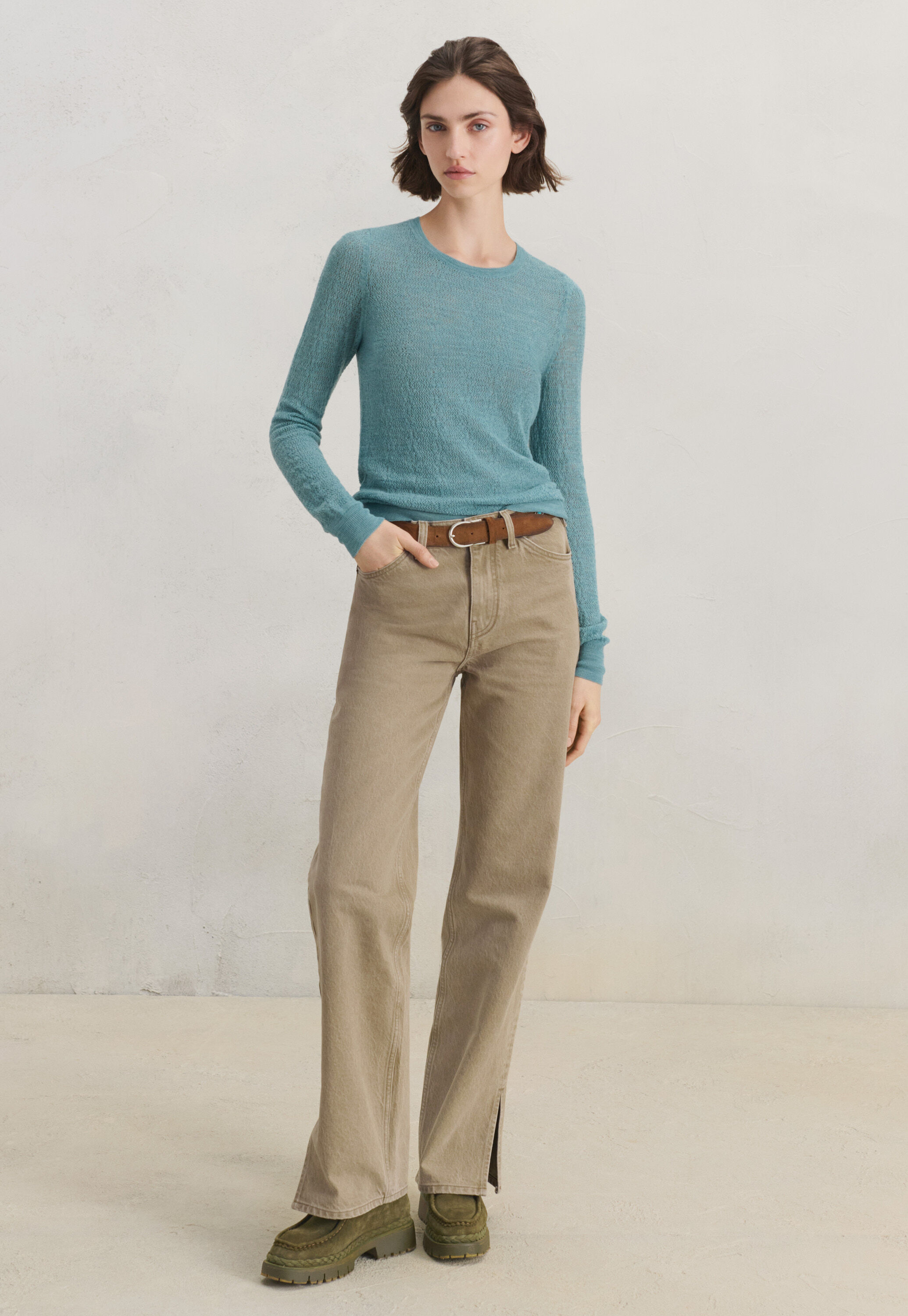Lace-stitch sweater