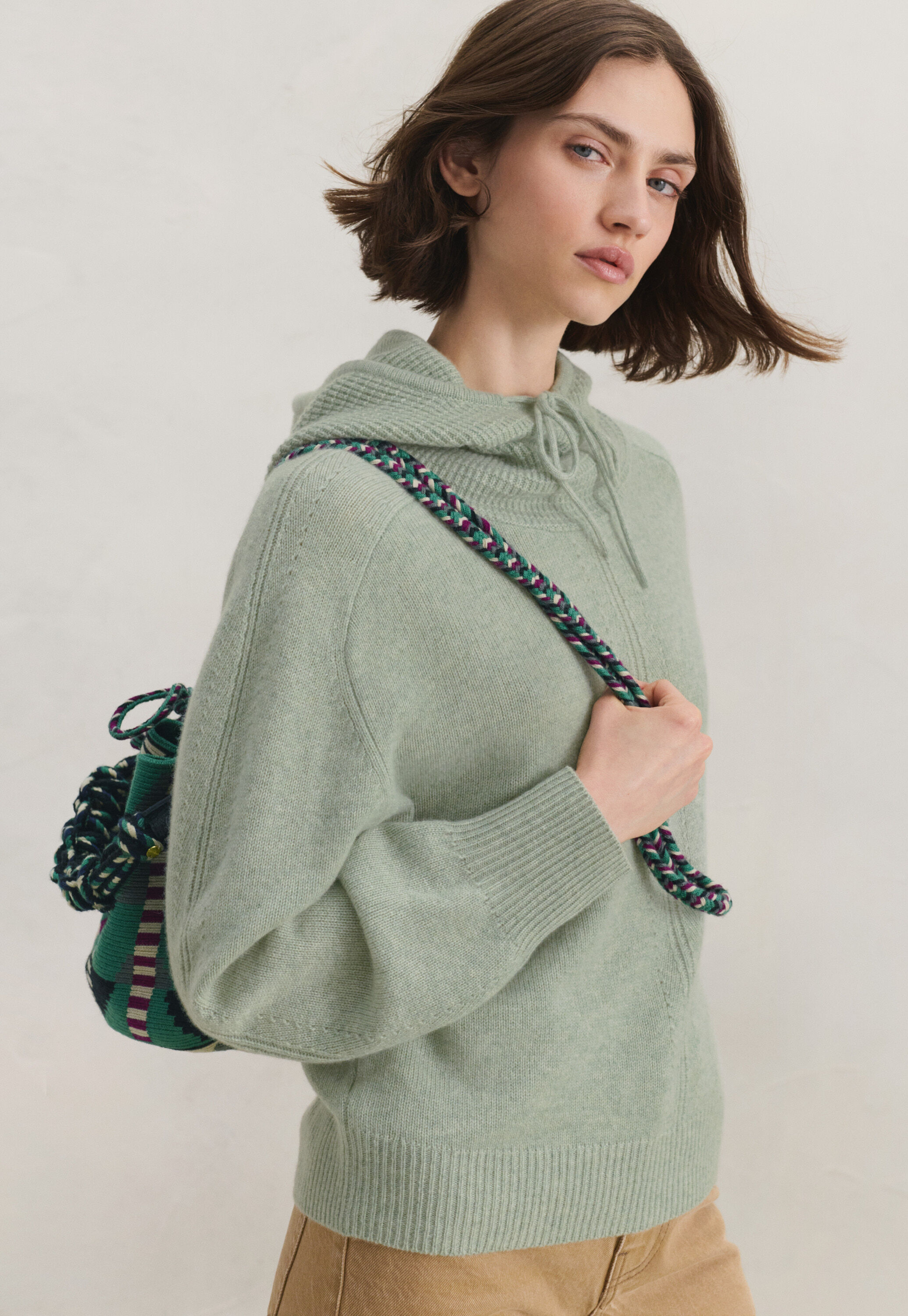 Lace-stitch sweater