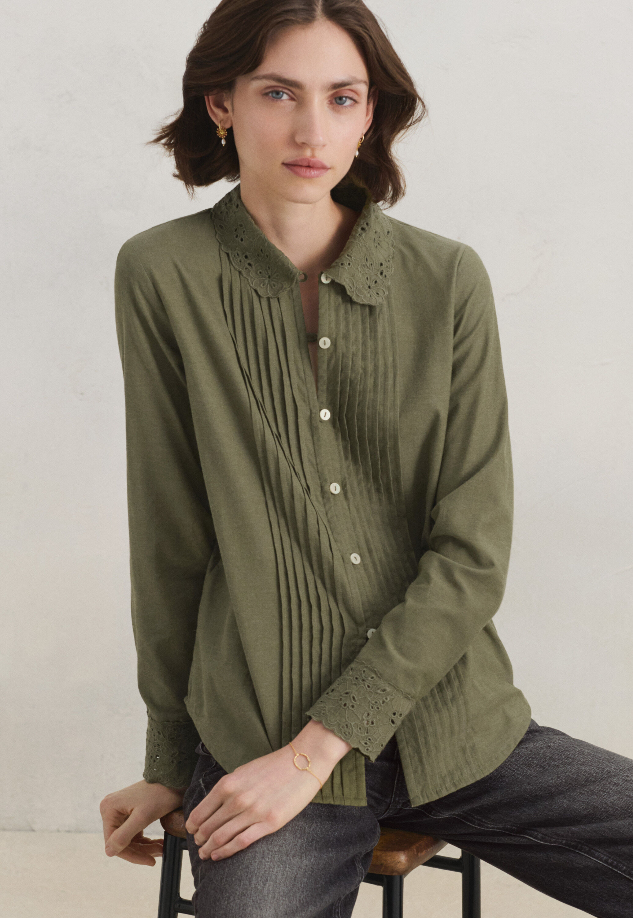 Lace-stitch sweater