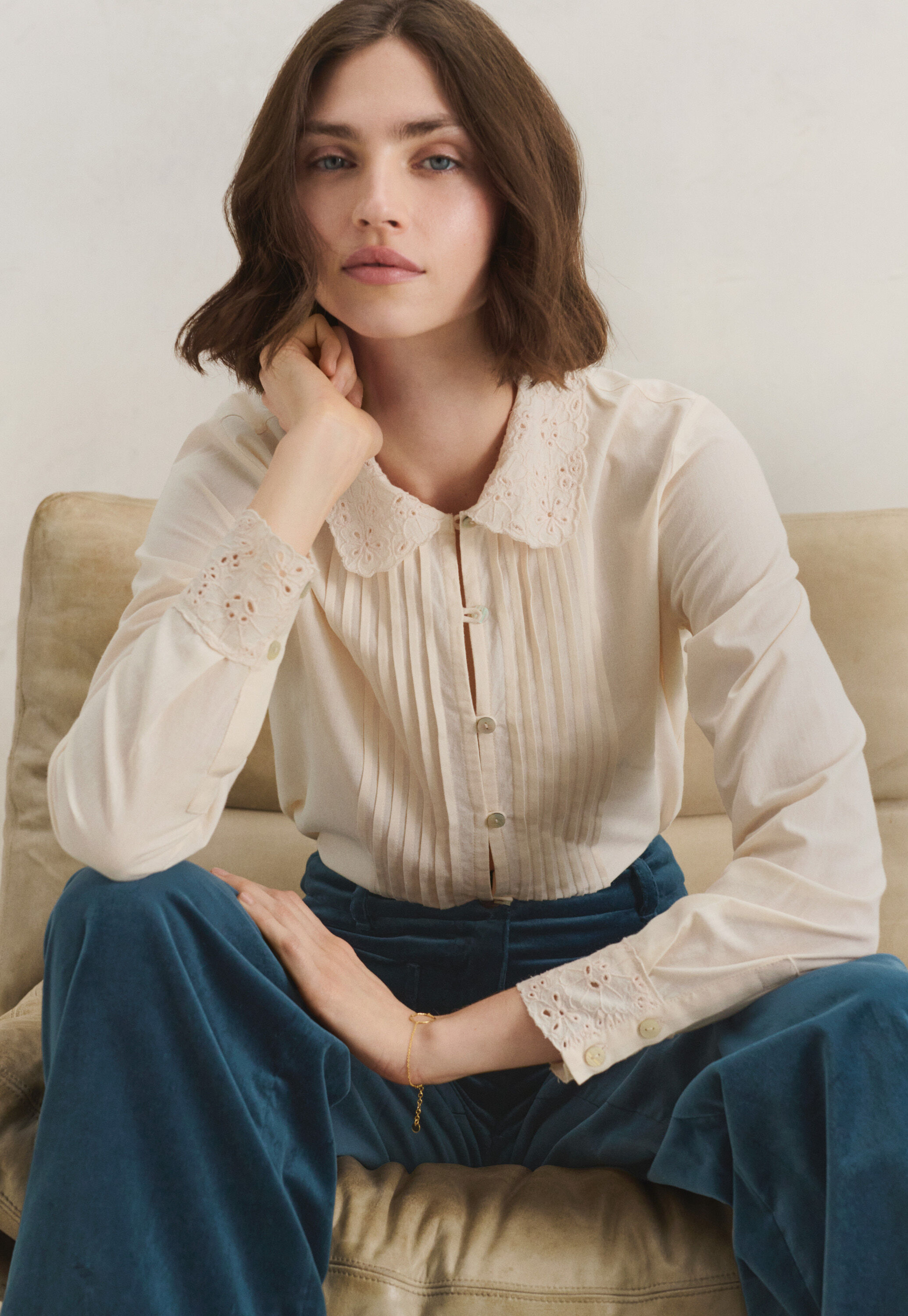 Lace-stitch sweater