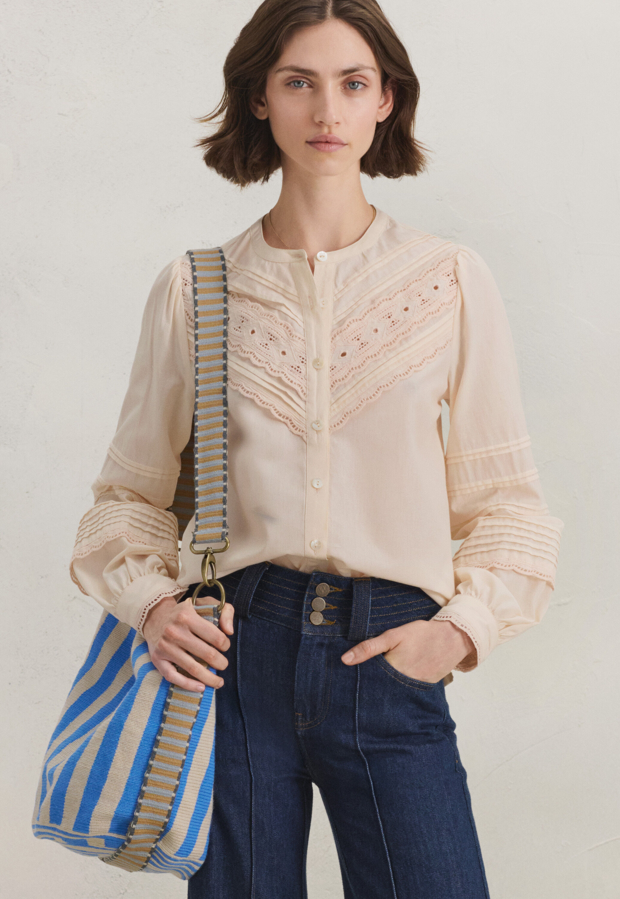 Lace-stitch sweater