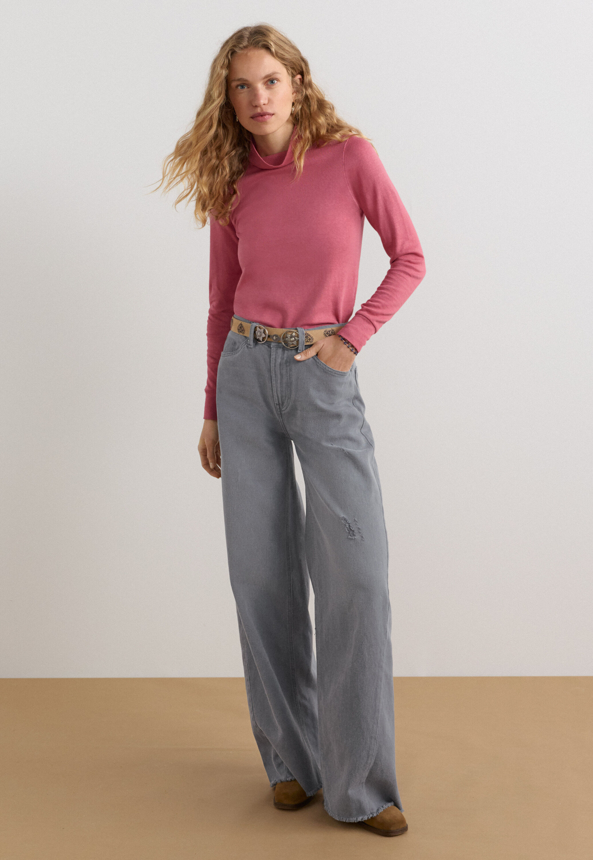 Mid-rise wide-leg jeans, Dark grey, large