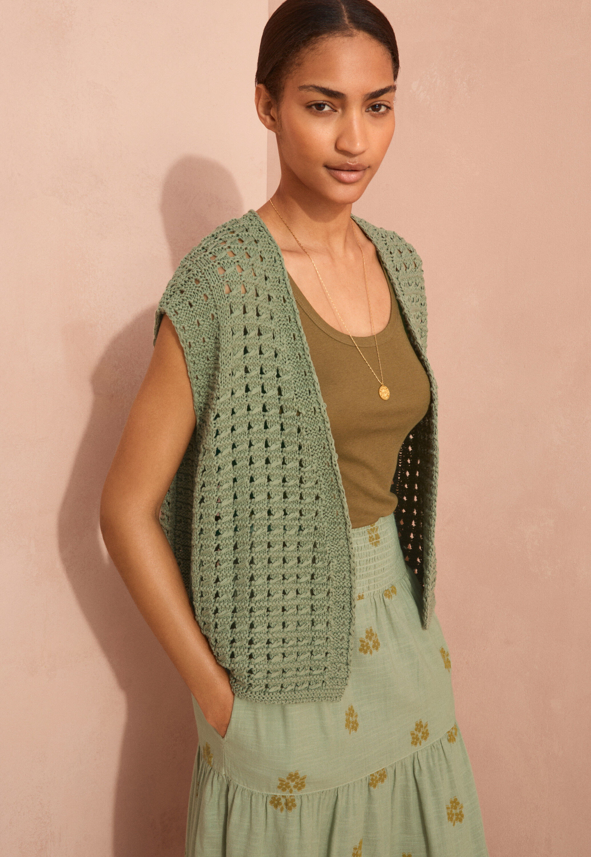 Crochet-stitch waistcoat