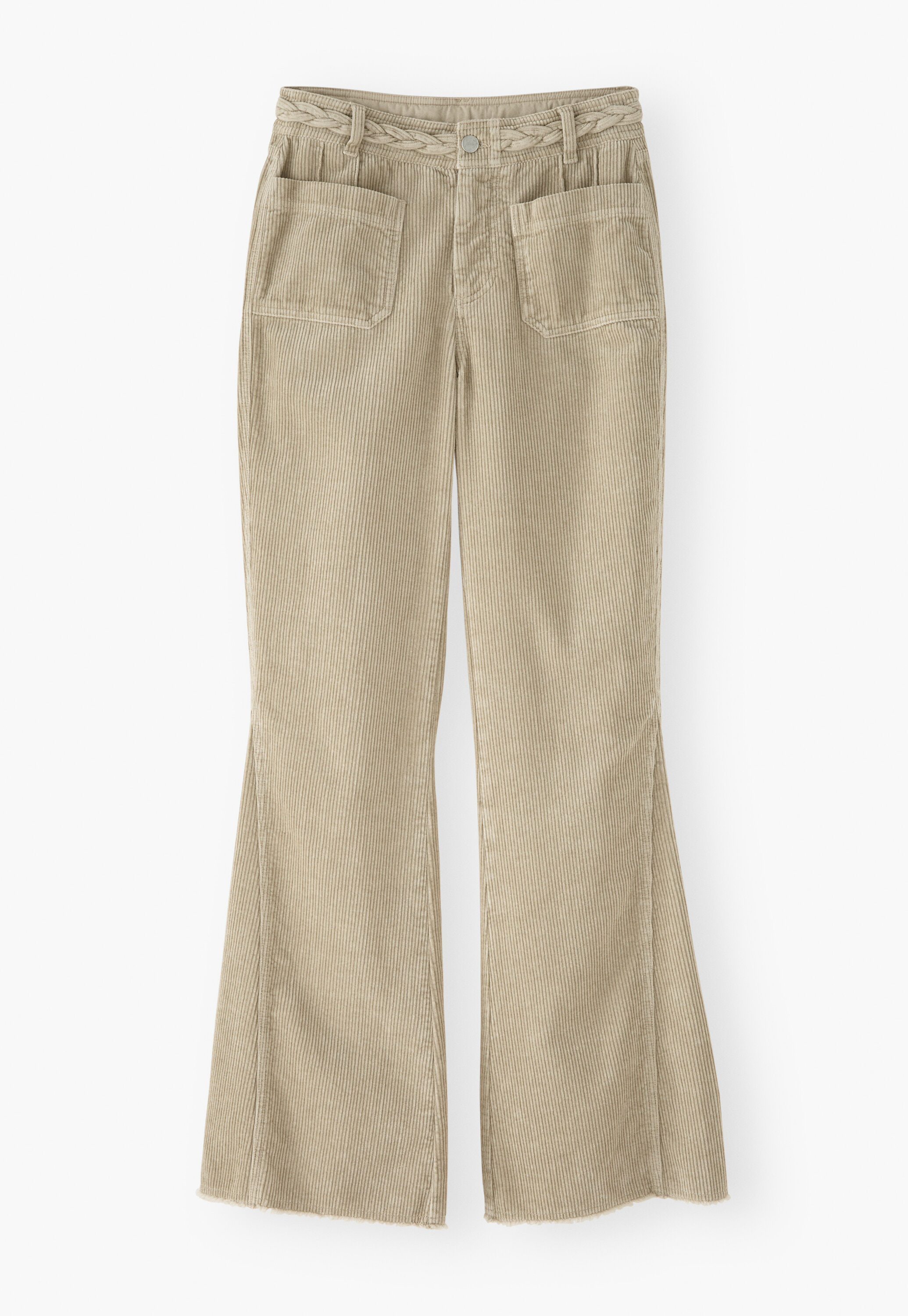 Plait detail cord trouser, Fawn, large