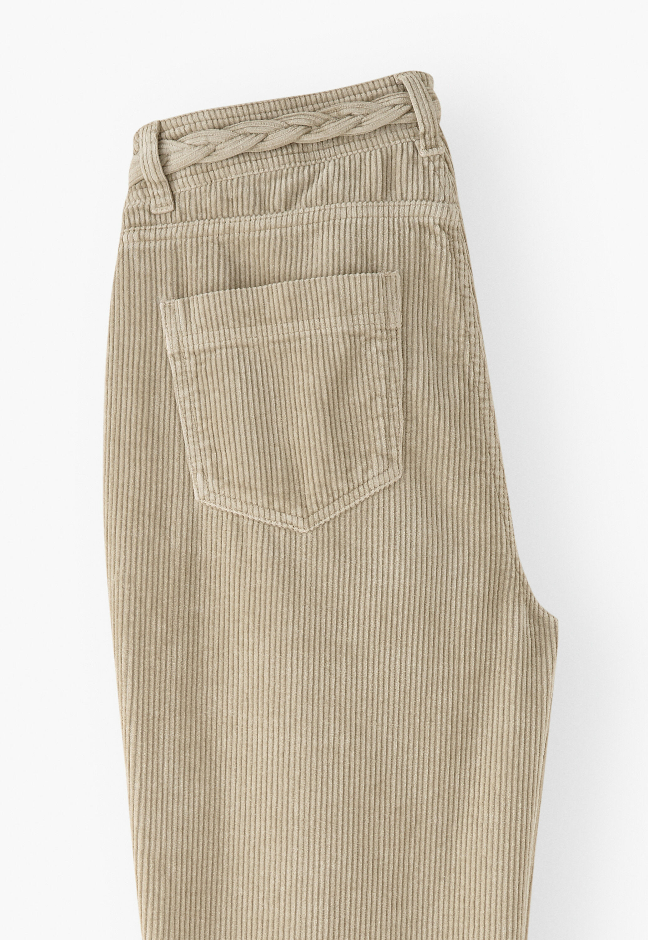 Plait detail cord trouser, Fawn, large