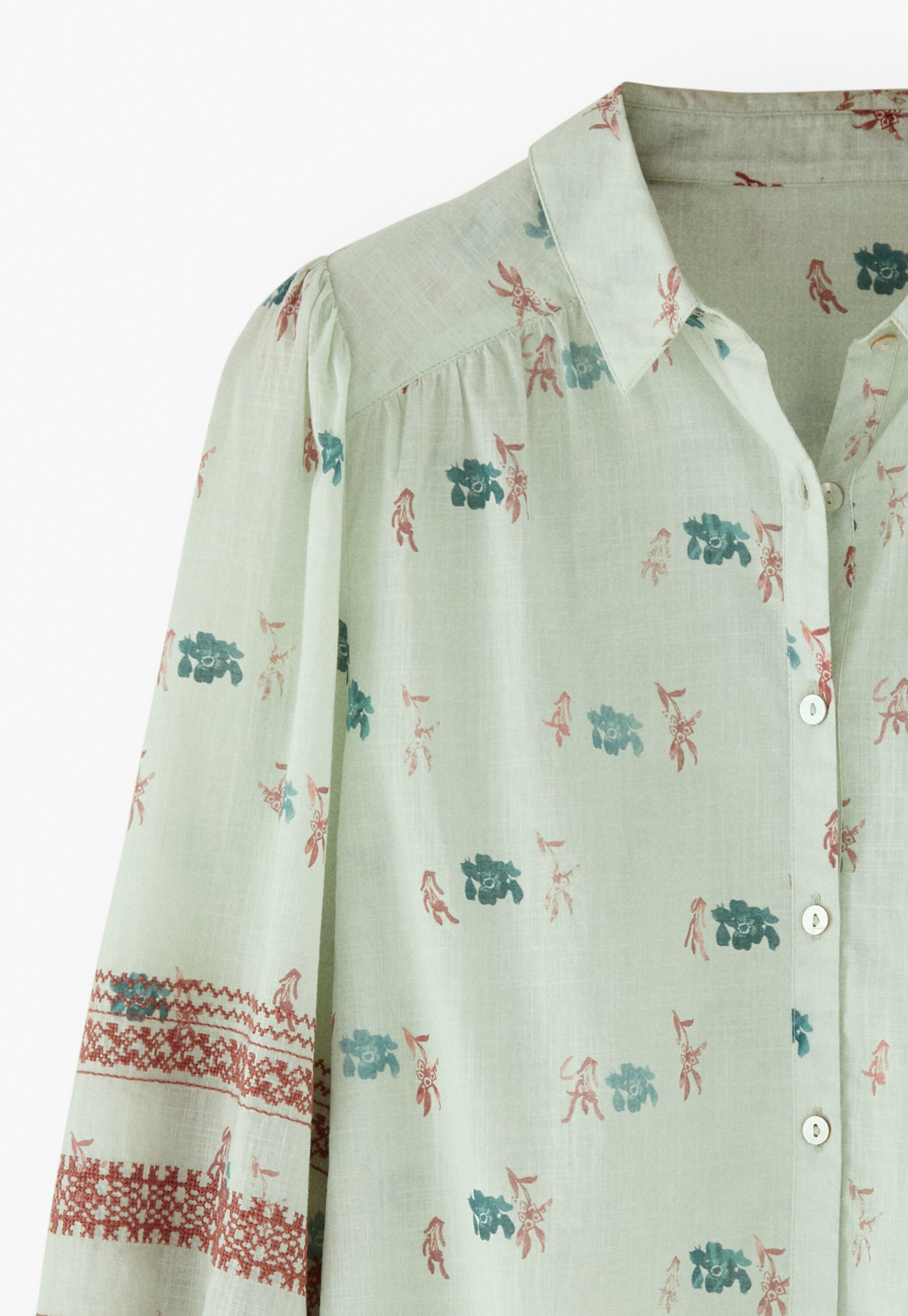 Embroidered printed blouse
