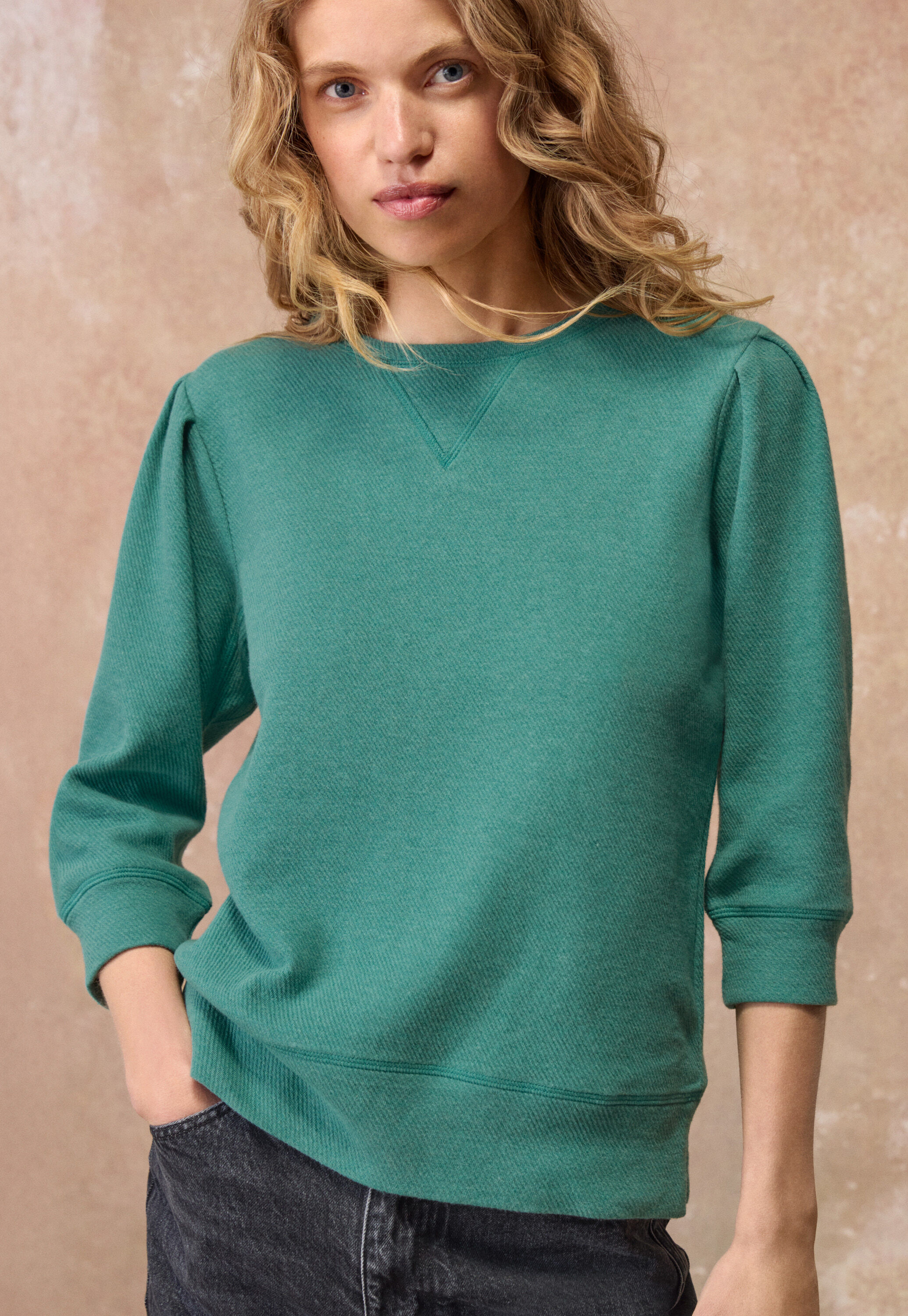 Reverse striped sweater