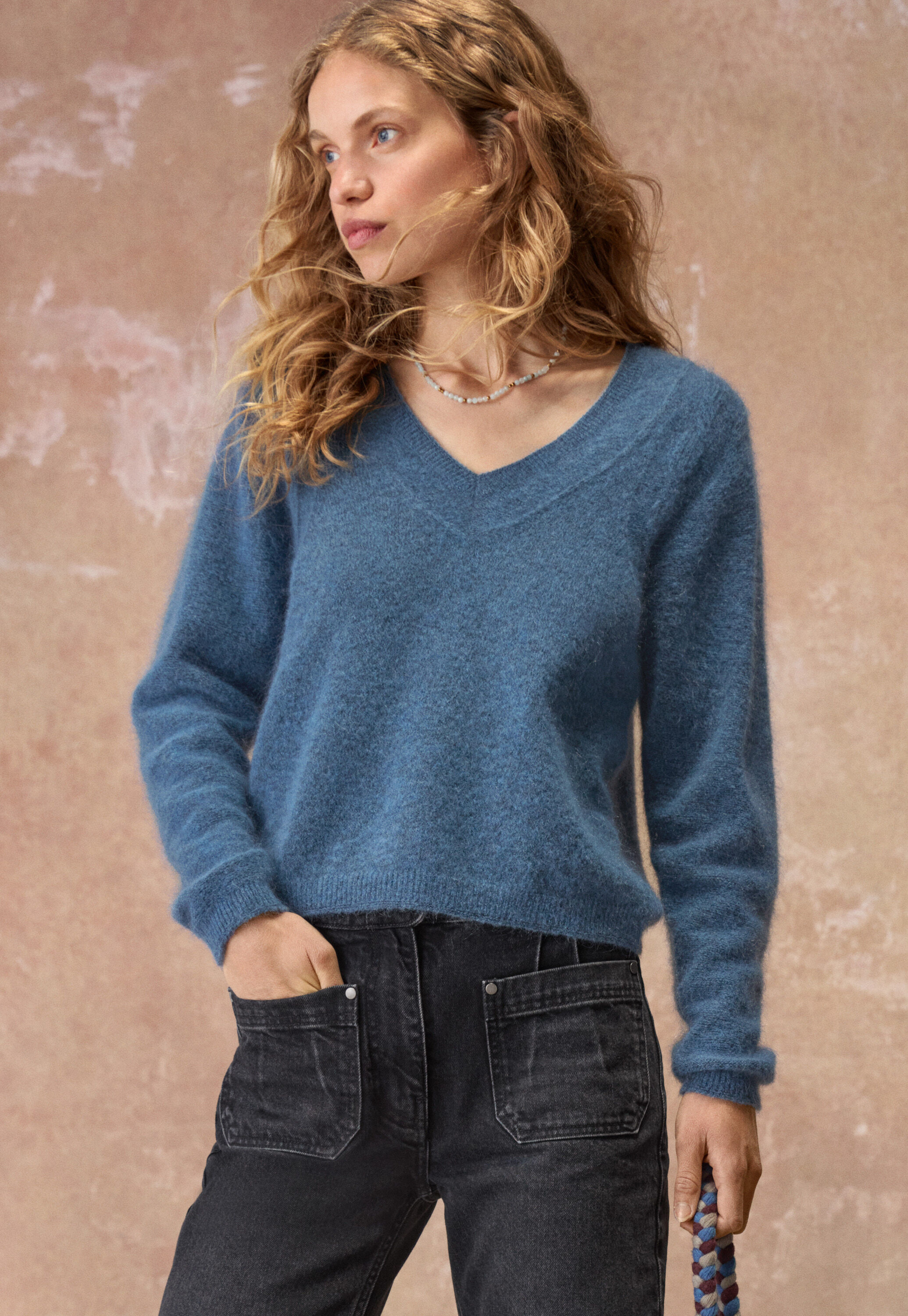 Reverse striped sweater