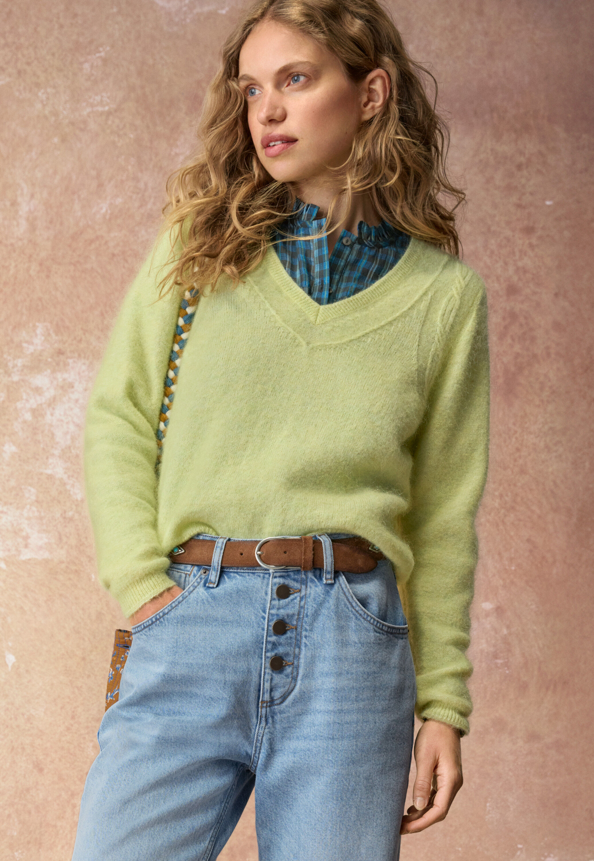 Reverse striped sweater