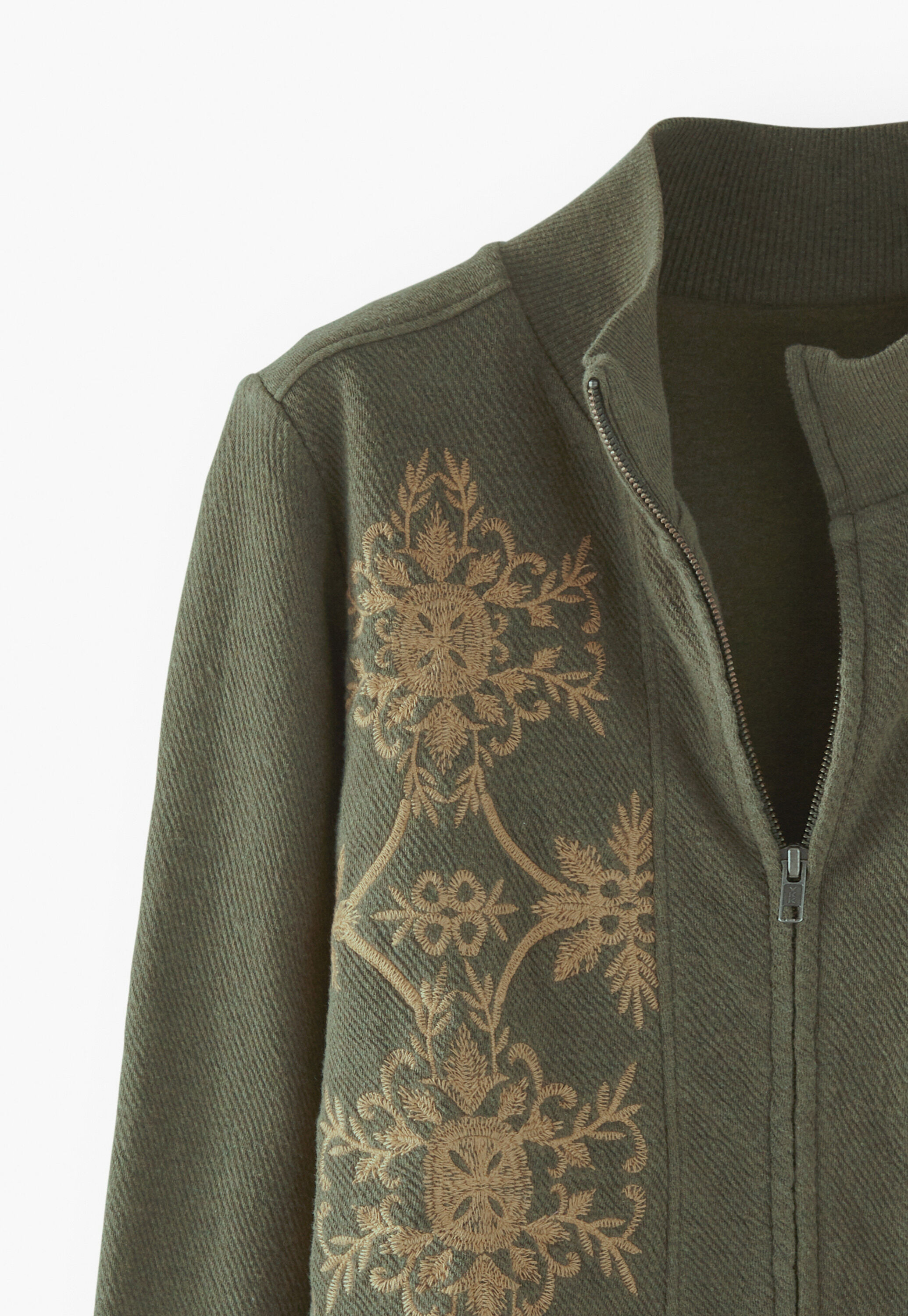 Embroidered jersey jacket, Dark green, large