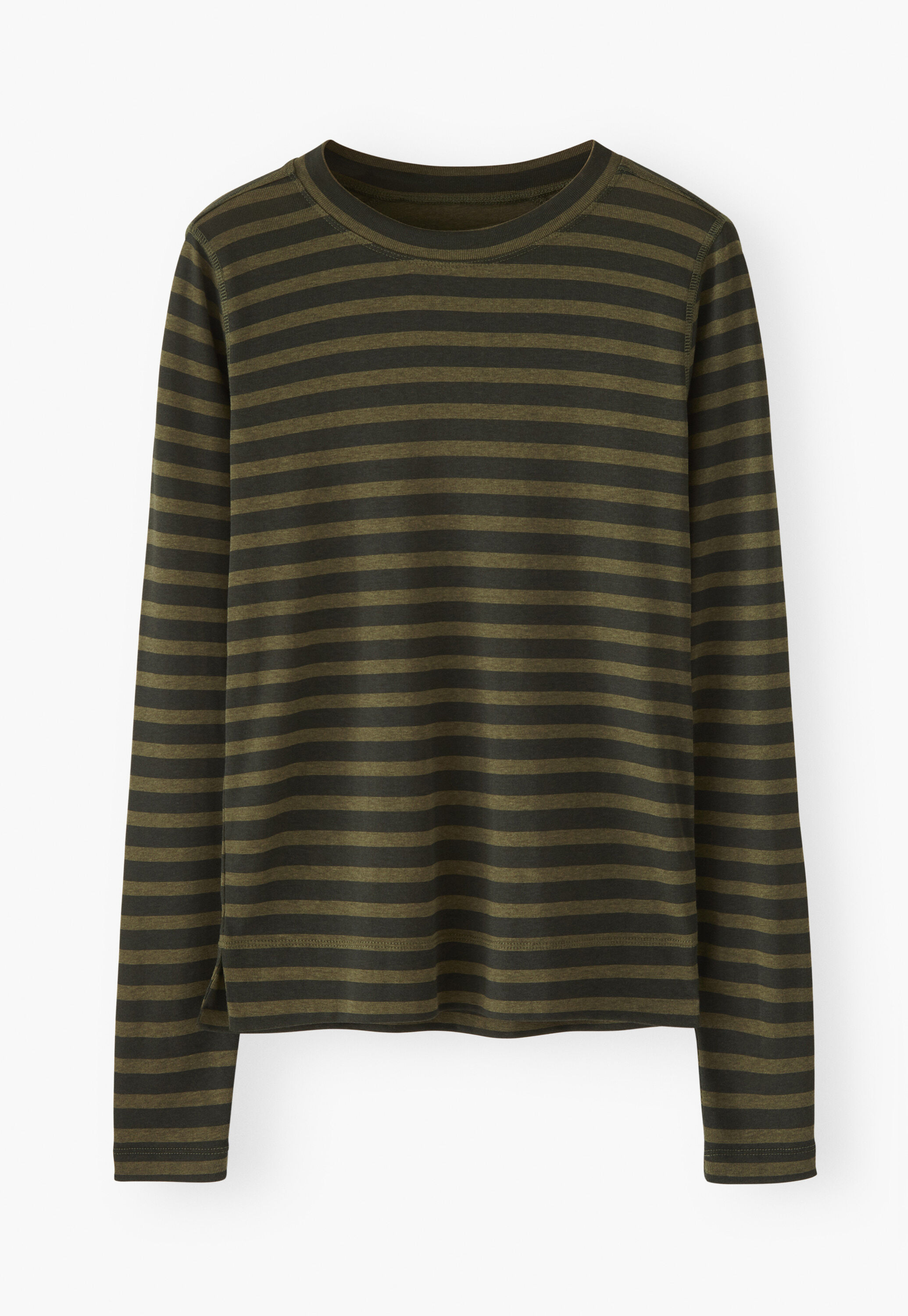 Printed striped top, Dark olive, large